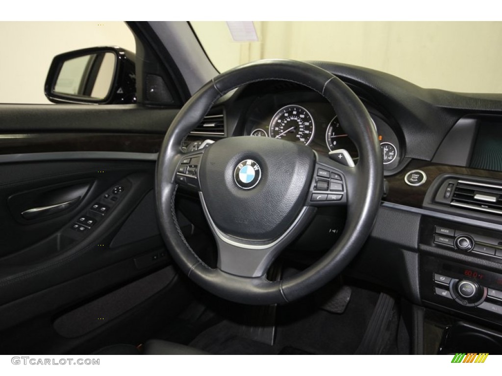 2011 BMW 5 Series 550i Sedan Black Steering Wheel Photo #80349964