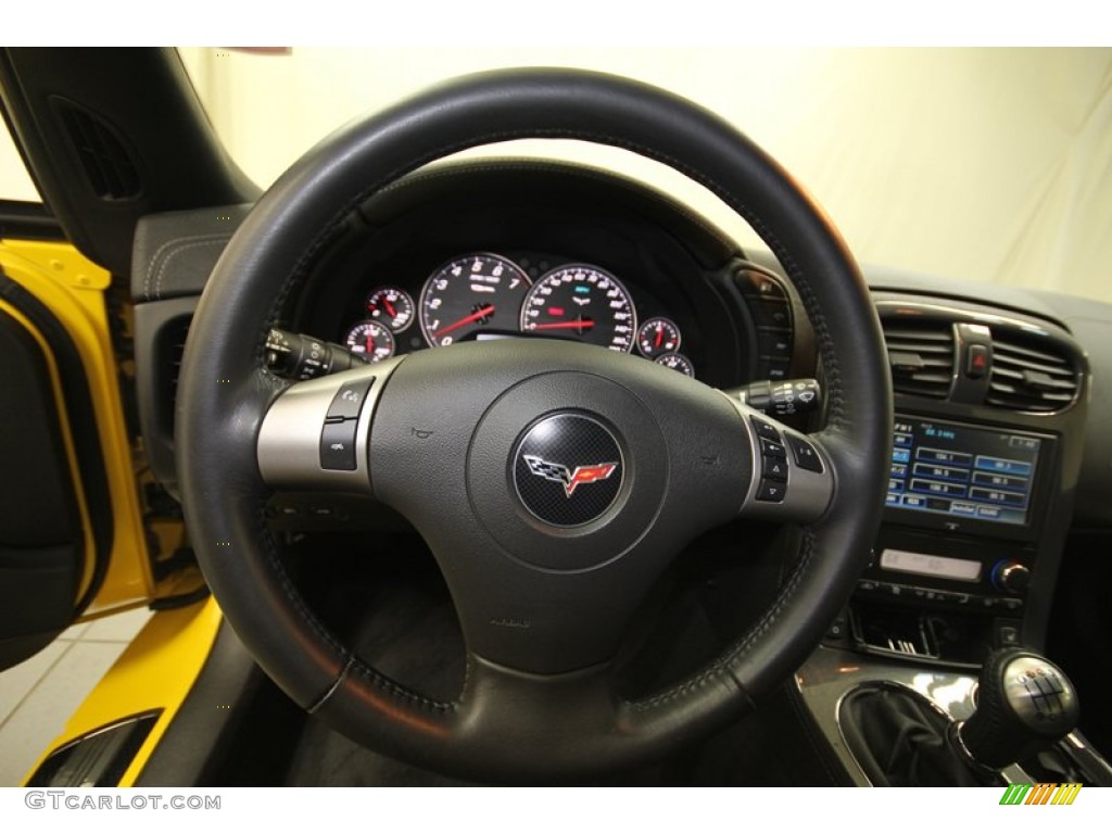 2009 Chevrolet Corvette Z06 Ebony Steering Wheel Photo #80350401