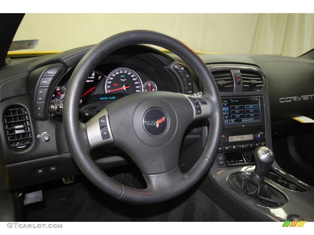 2009 Chevrolet Corvette Z06 Ebony Steering Wheel Photo #80350410