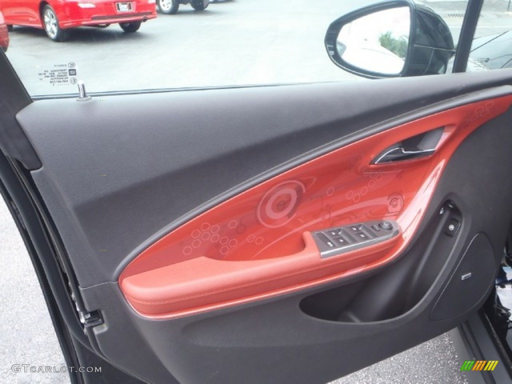 2013 Chevrolet Volt Standard Volt Model Jet Black/Spice Red/Dark Accents Door Panel Photo #80355154