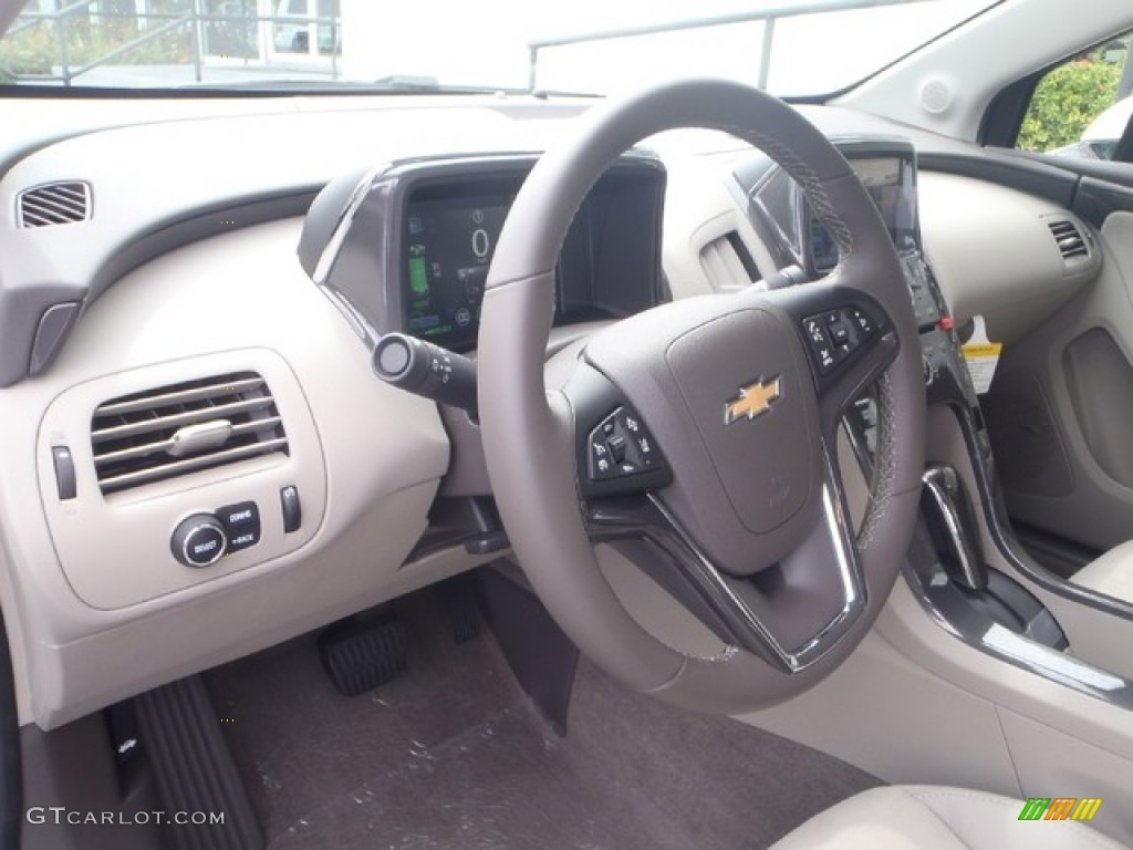 2013 Chevrolet Volt Standard Volt Model Pebble Beige/Dark Accents Steering Wheel Photo #80356447