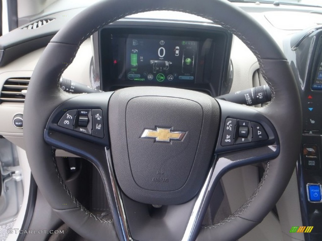 2013 Chevrolet Volt Standard Volt Model Pebble Beige/Dark Accents Steering Wheel Photo #80356459