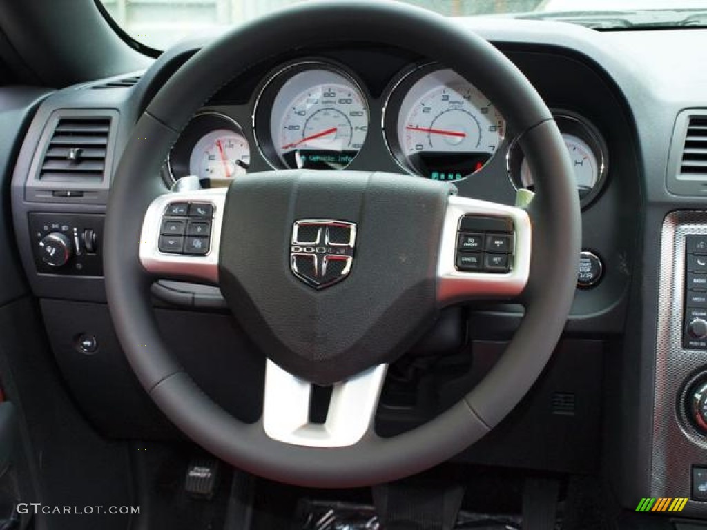 2013 Dodge Challenger R/T Plus Radar Red/Dark Slate Gray Steering Wheel Photo #80361584