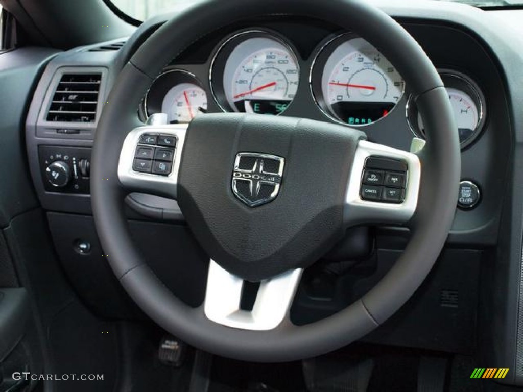 2013 Dodge Challenger R/T Plus Dark Slate Gray Steering Wheel Photo #80361781