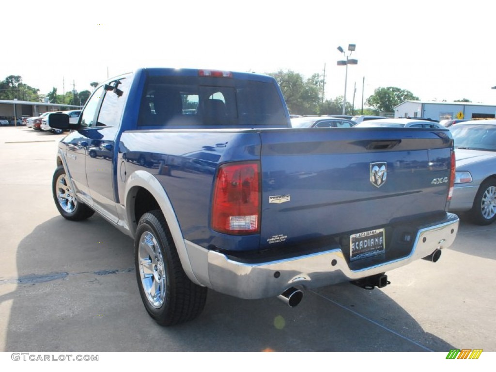 2011 Ram 1500 Laramie Crew Cab 4x4 - Deep Water Blue Pearl / Dark Slate Gray photo #3