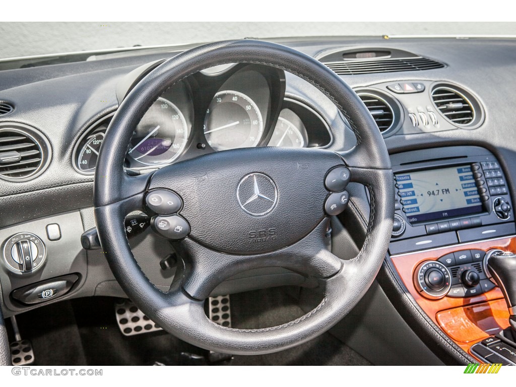 2005 Mercedes-Benz SL 500 Roadster Charcoal Steering Wheel Photo #80368662