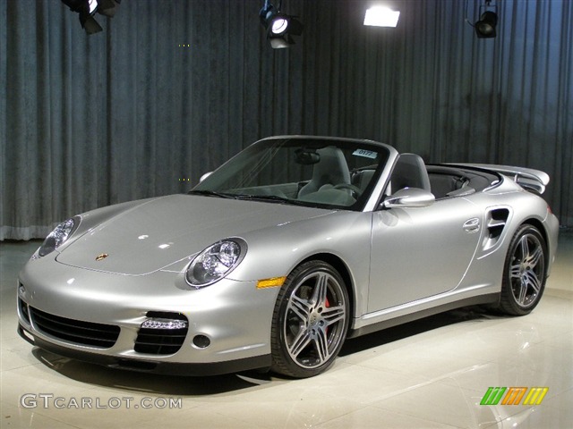 2008 911 Turbo Cabriolet - Arctic Silver Metallic / Stone Grey photo #1