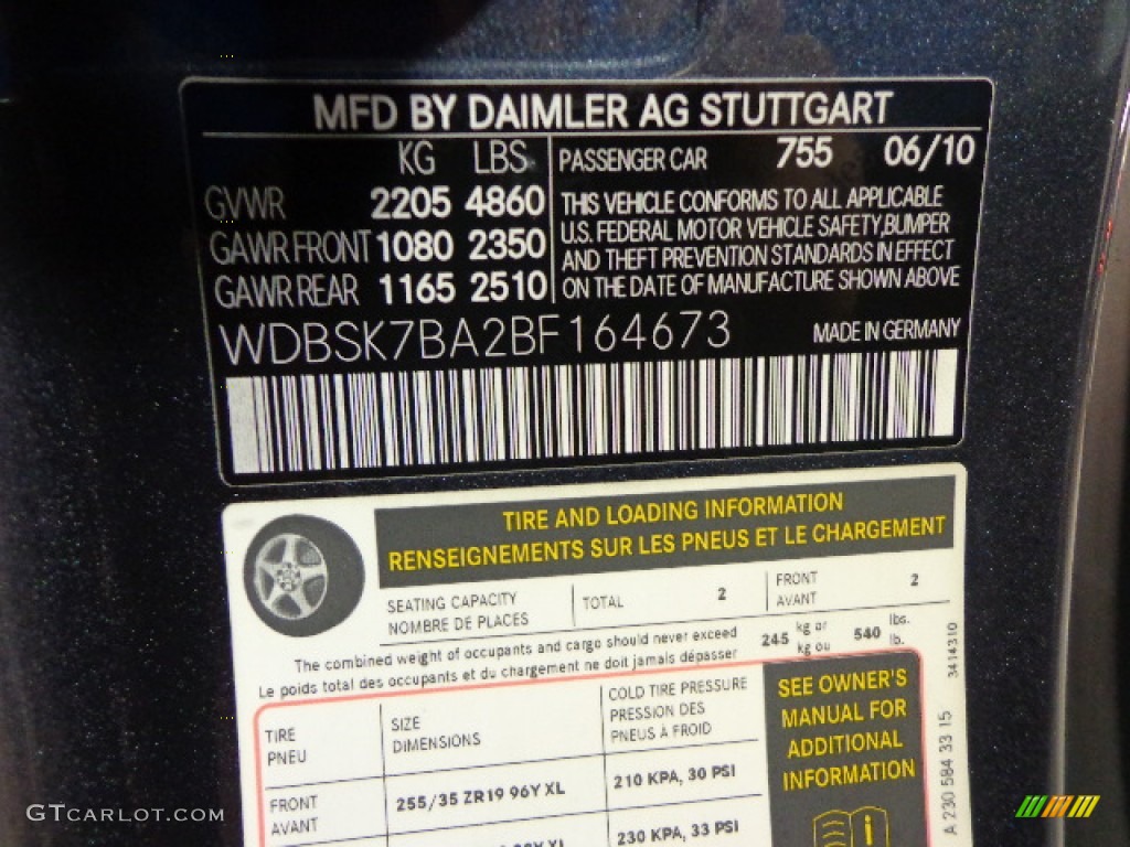 2011 SL Color Code 755 for Steel Grey Metallic Photo #80370135