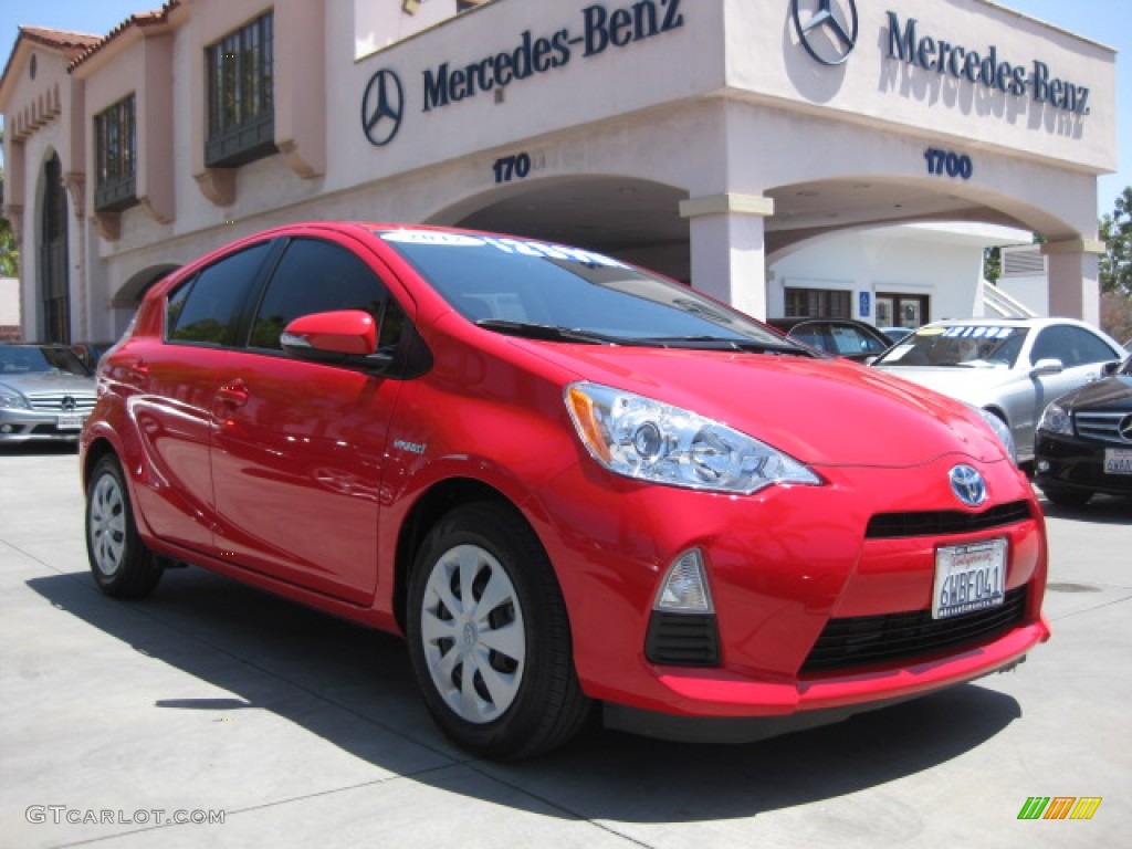 2012 Prius c Hybrid Three - Absolutely Red / Light Blue Gray/Black photo #1