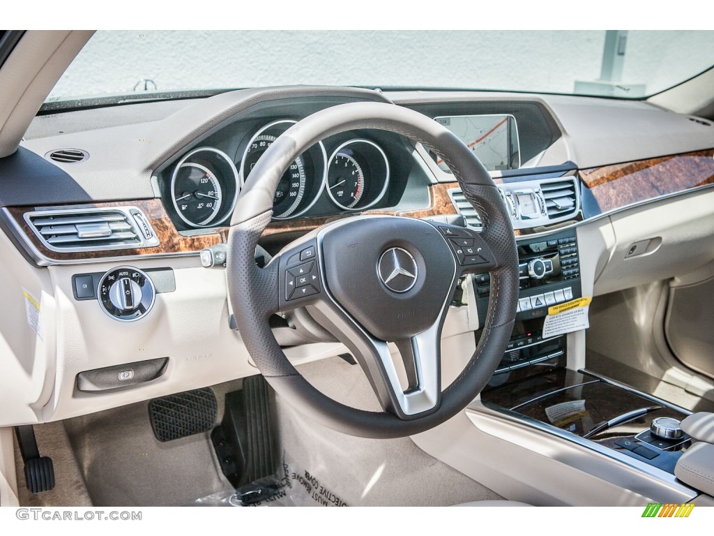 2014 Mercedes-Benz E 350 Sedan Silk Beige/Espresso Brown Dashboard Photo #80375008