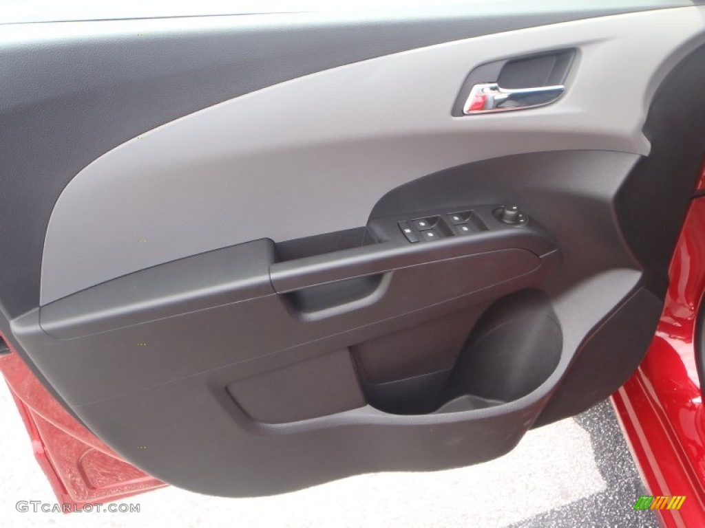 2013 Chevrolet Sonic LT Sedan Jet Black/Dark Titanium Door Panel Photo #80375776