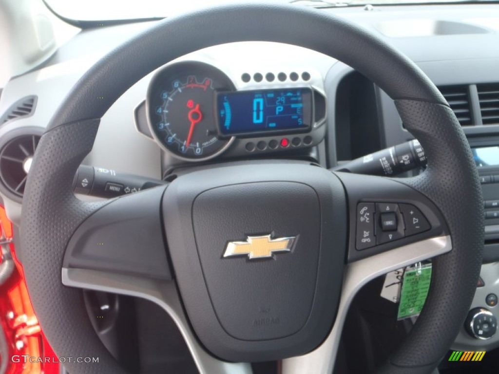 2013 Chevrolet Sonic LS Hatch Jet Black/Dark Titanium Steering Wheel Photo #80378875