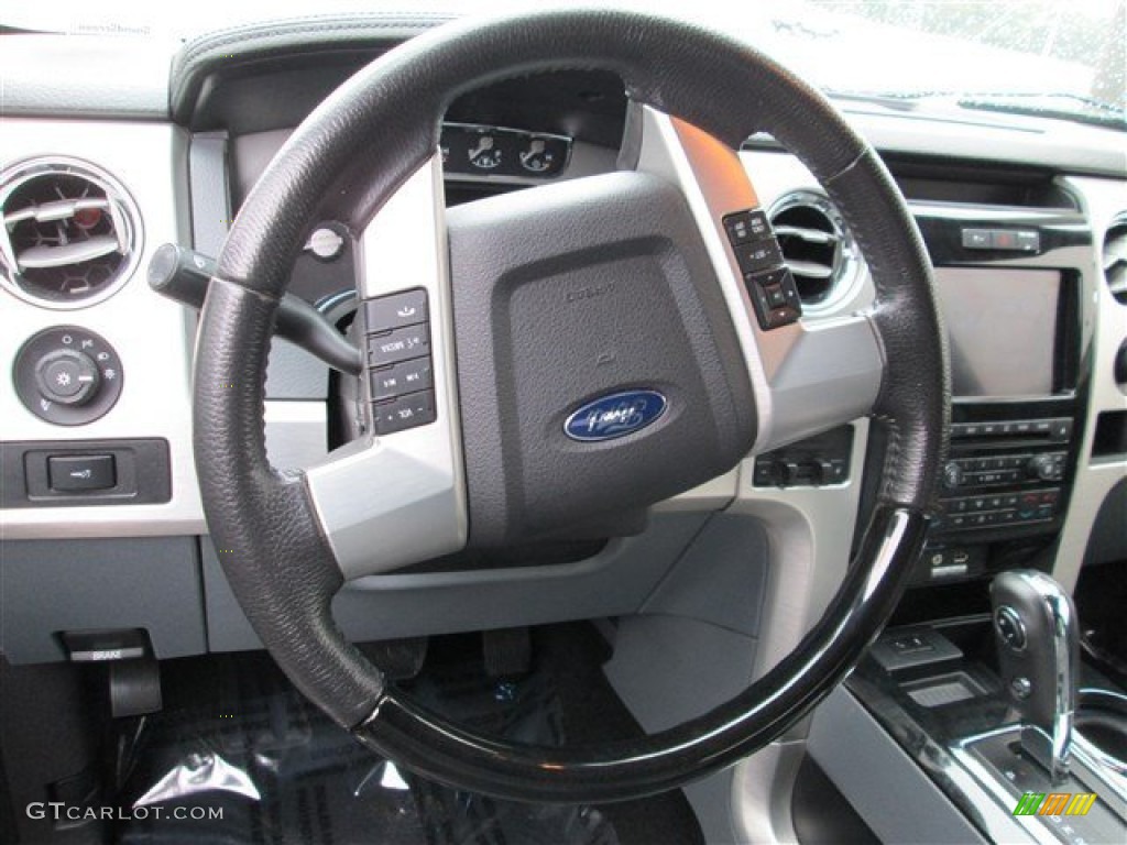 2011 Ford F150 Platinum SuperCrew 4x4 Steel Gray/Black Steering Wheel Photo #80379402