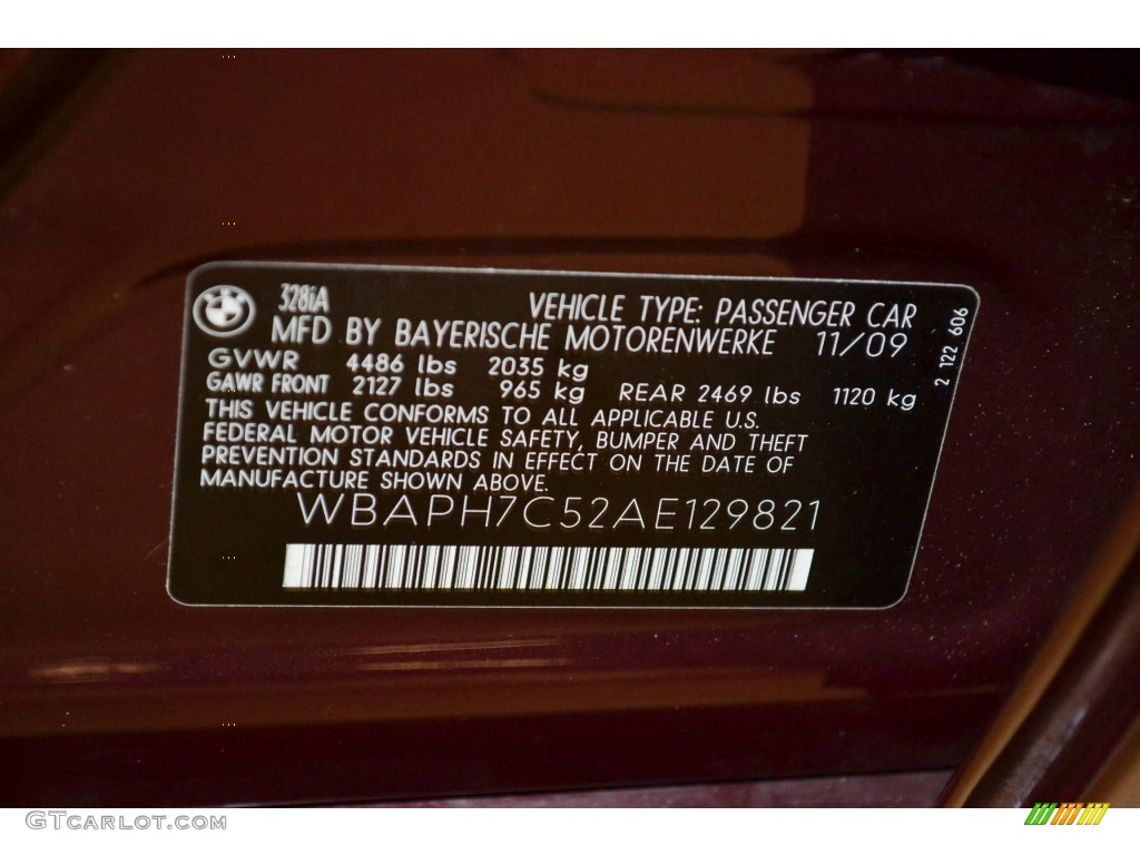 2010 BMW 3 Series 328i Sedan Info Tag Photo #80383642