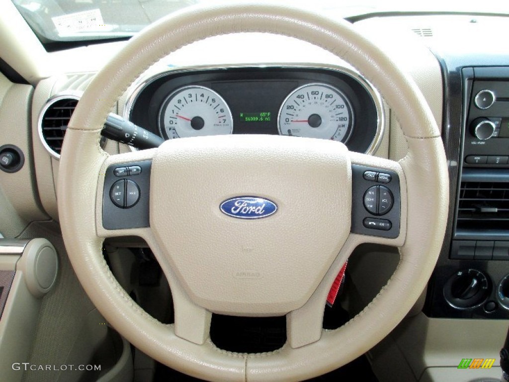 2008 Ford Explorer Sport Trac XLT 4x4 Camel Steering Wheel Photo #80397694
