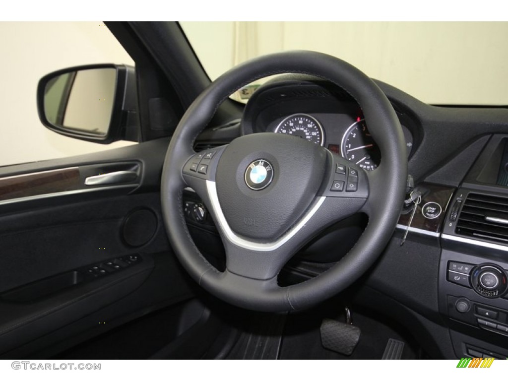 2011 BMW X5 xDrive 35i Black Steering Wheel Photo #80401210