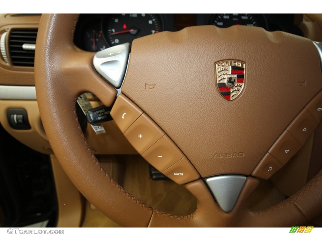 2010 Porsche Cayenne Tiptronic Havanna/Sand Beige Steering Wheel Photo #80404393