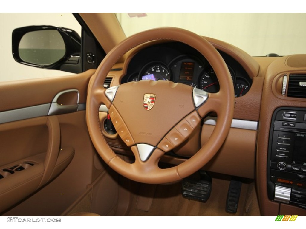 2010 Porsche Cayenne Tiptronic Havanna/Sand Beige Steering Wheel Photo #80404471