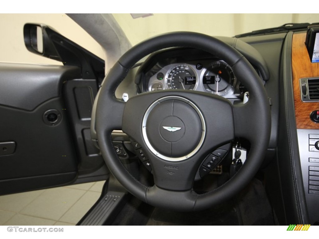 2007 Aston Martin DB9 Coupe Obsidian Black Steering Wheel Photo #80413588