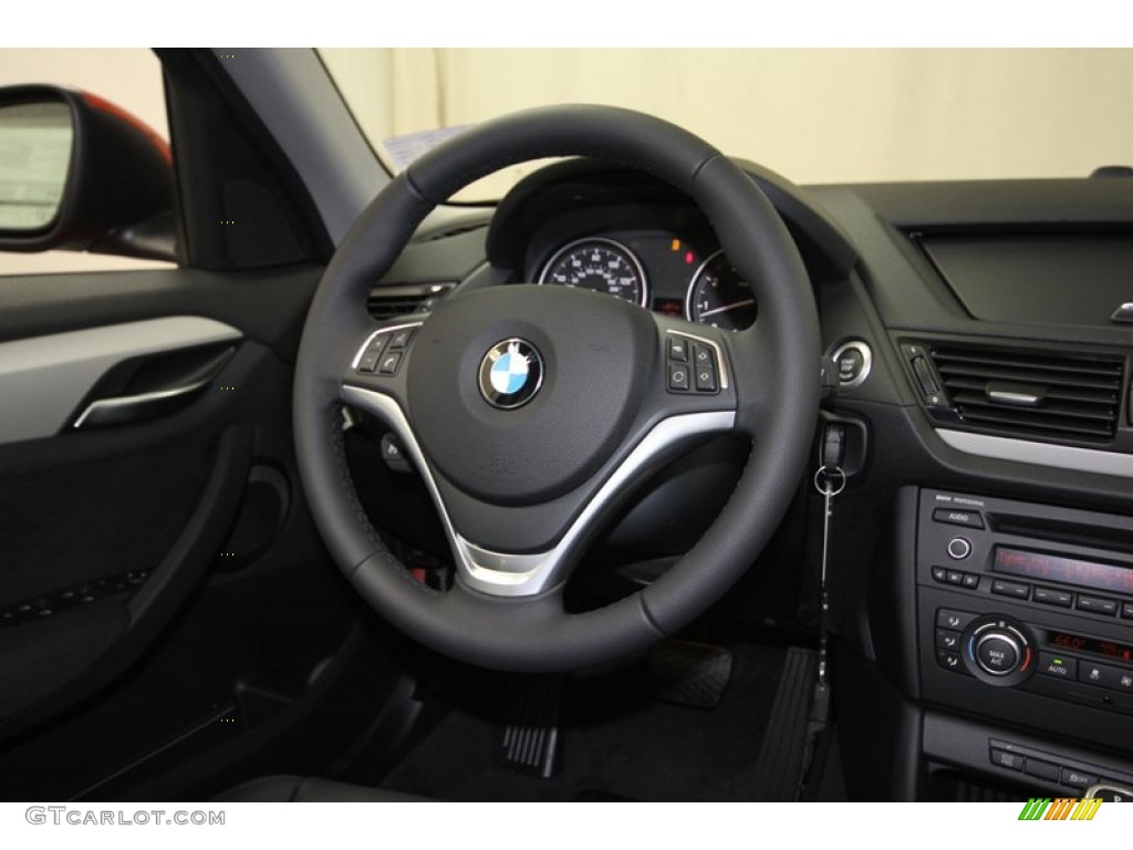 2014 BMW X1 sDrive28i Black Steering Wheel Photo #80414454