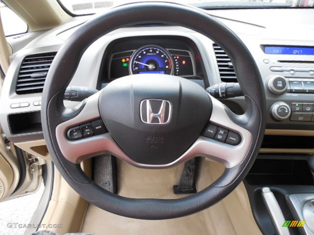 2008 Honda Civic EX Sedan Ivory Steering Wheel Photo #80414971