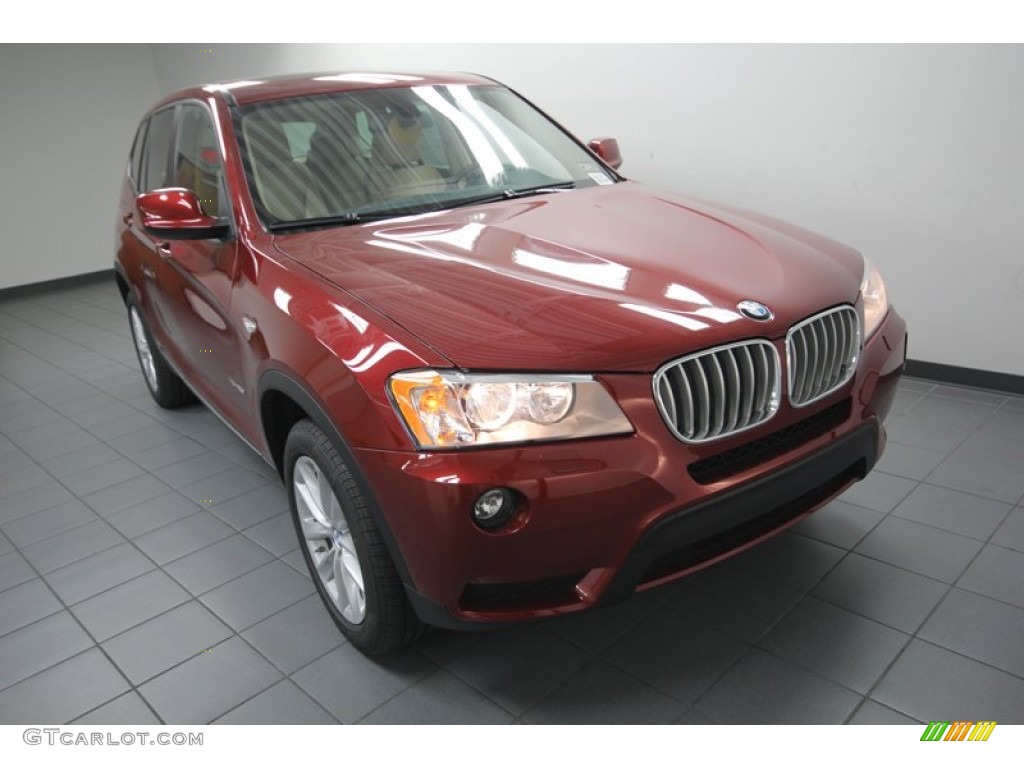 2014 X3 xDrive28i - Vermilion Red Metallic / Sand Beige photo #5