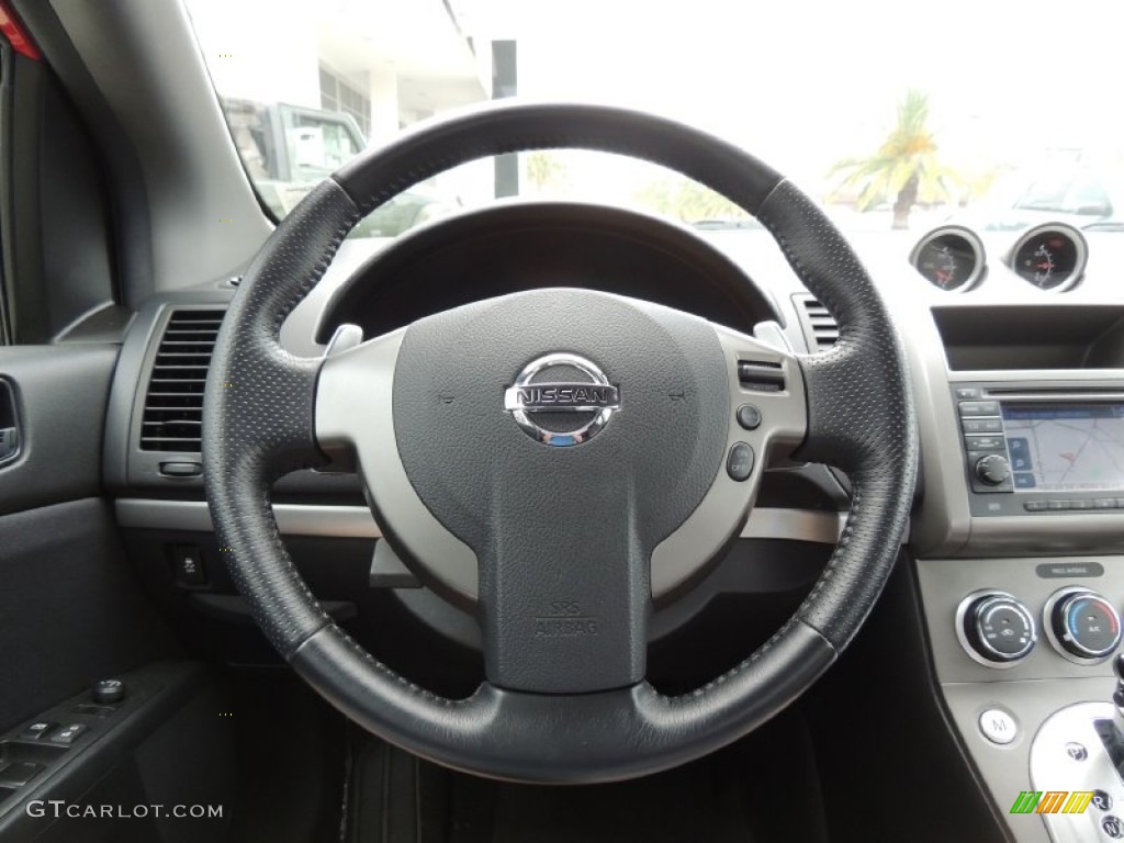 2012 Nissan Sentra SE-R Charcoal Steering Wheel Photo #80416633
