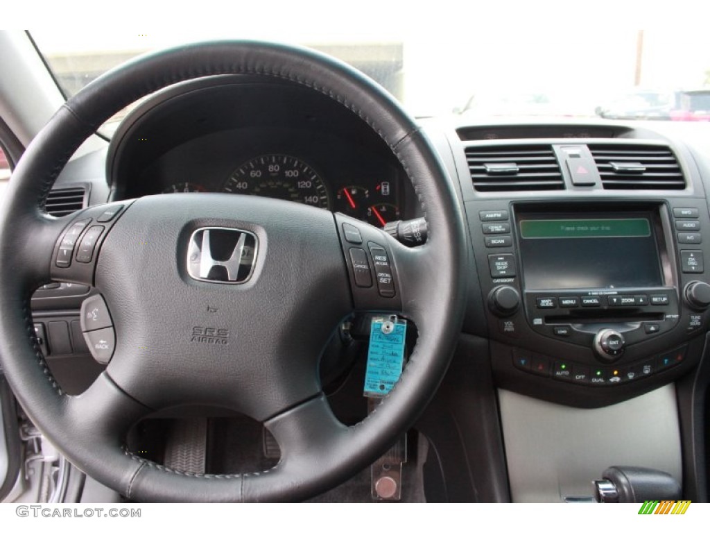 2005 Honda Accord EX Sedan Black Steering Wheel Photo #80418493