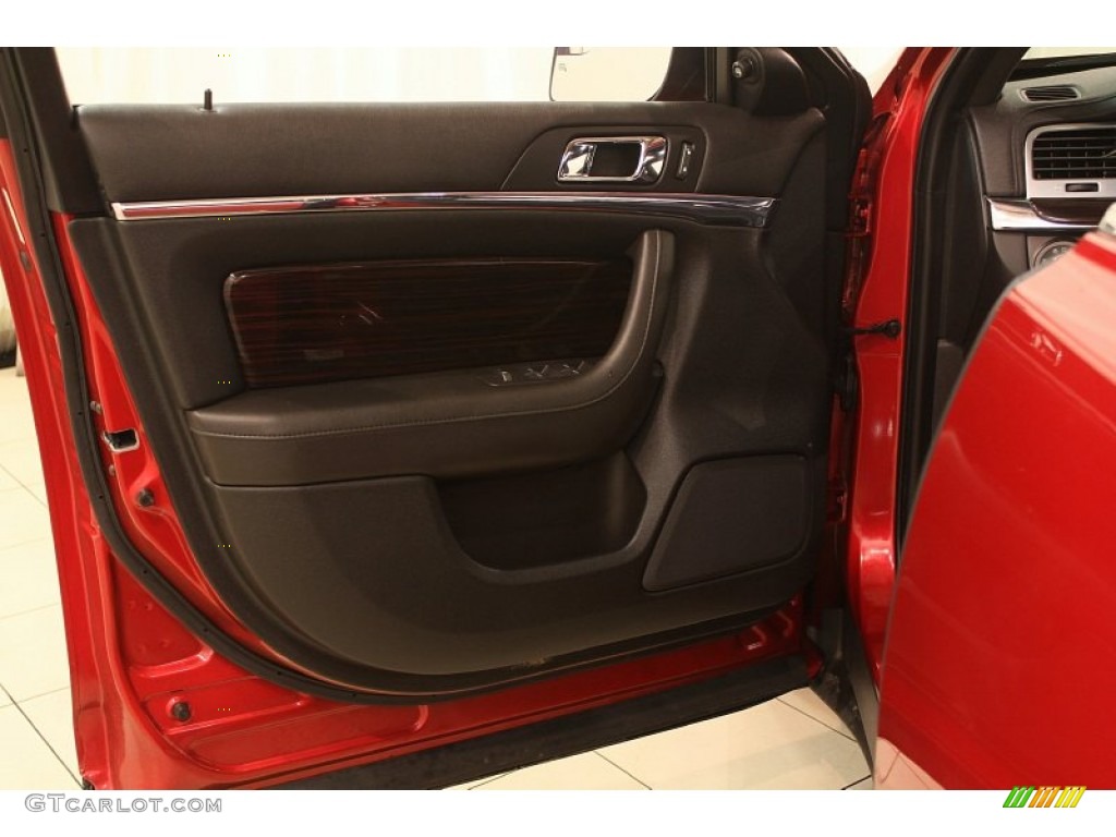 2010 Lincoln MKS AWD Charcoal Black/Fine Line Ebony Door Panel Photo #80419510