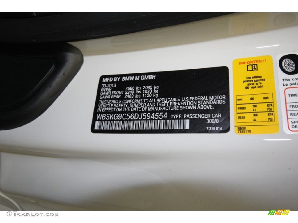 2013 M3 Color Code 300 for Alpine White Photo #80421163