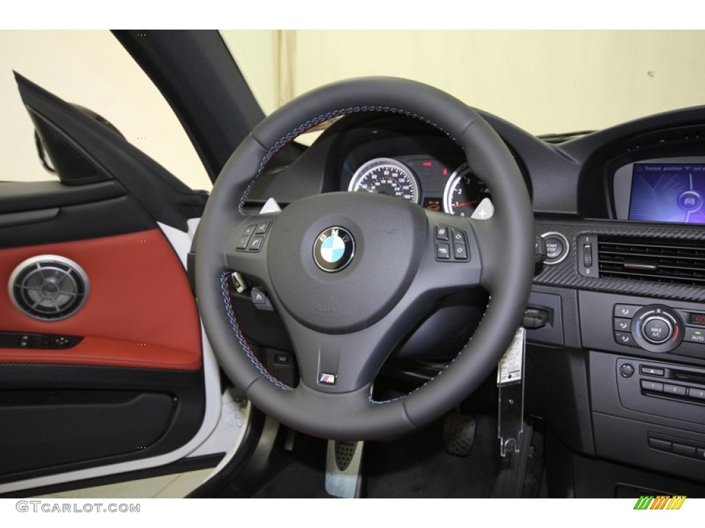 2013 BMW M3 Coupe Fox Red/Black Steering Wheel Photo #80421519