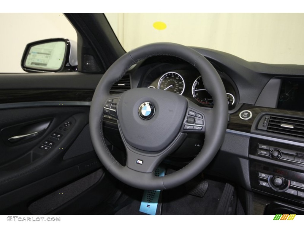 2013 BMW 5 Series 550i Sedan Black Steering Wheel Photo #80422072