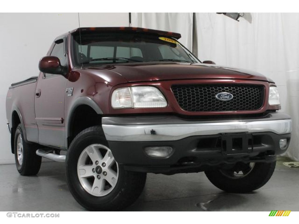 2003 F150 XLT Regular Cab 4x4 - Burgundy Red Metallic / Medium Graphite Grey photo #4