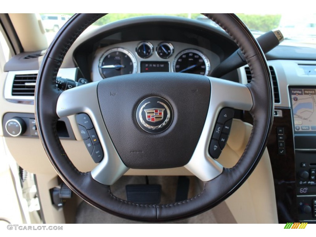 2013 Cadillac Escalade ESV Luxury Cashmere/Cocoa Steering Wheel Photo #80424715