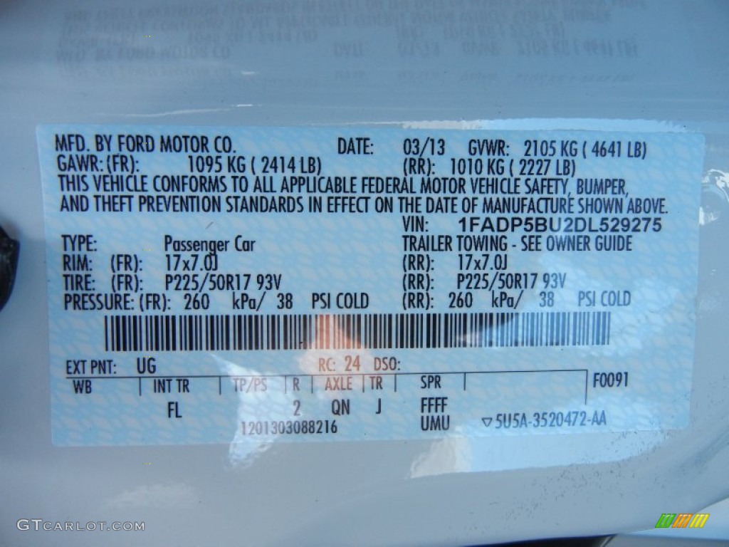 2013 C-Max Color Code UG for White Platinum Photo #80427977