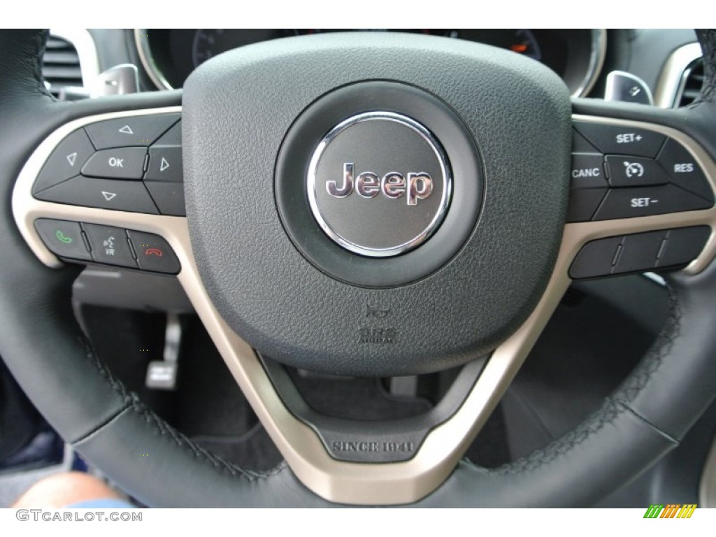 2014 Jeep Grand Cherokee Overland Overland Morocco Black Steering Wheel Photo #80436263