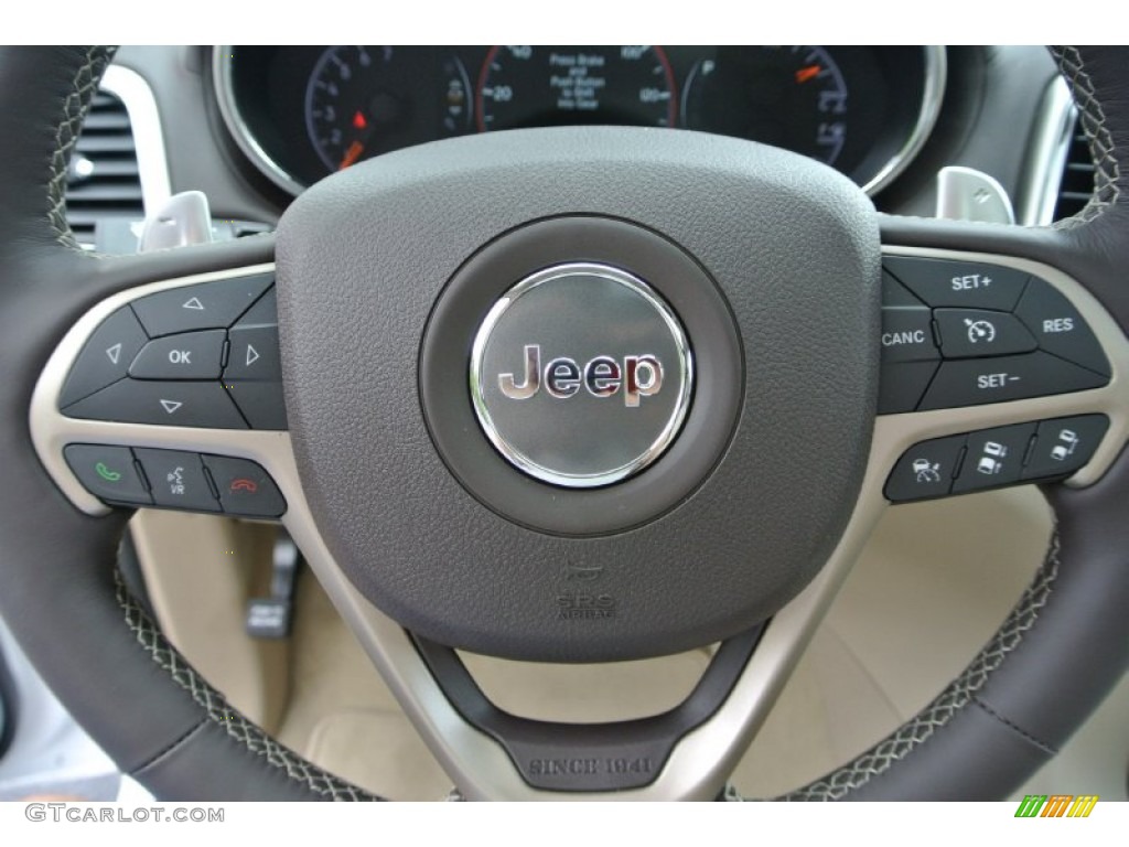 2014 Jeep Grand Cherokee Overland 4x4 Overland Nepal Jeep Brown Light Frost Steering Wheel Photo #80437383