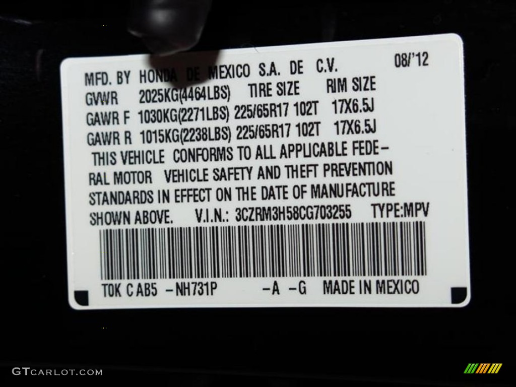 2012 CR-V EX - Crystal Black Pearl / Black photo #27