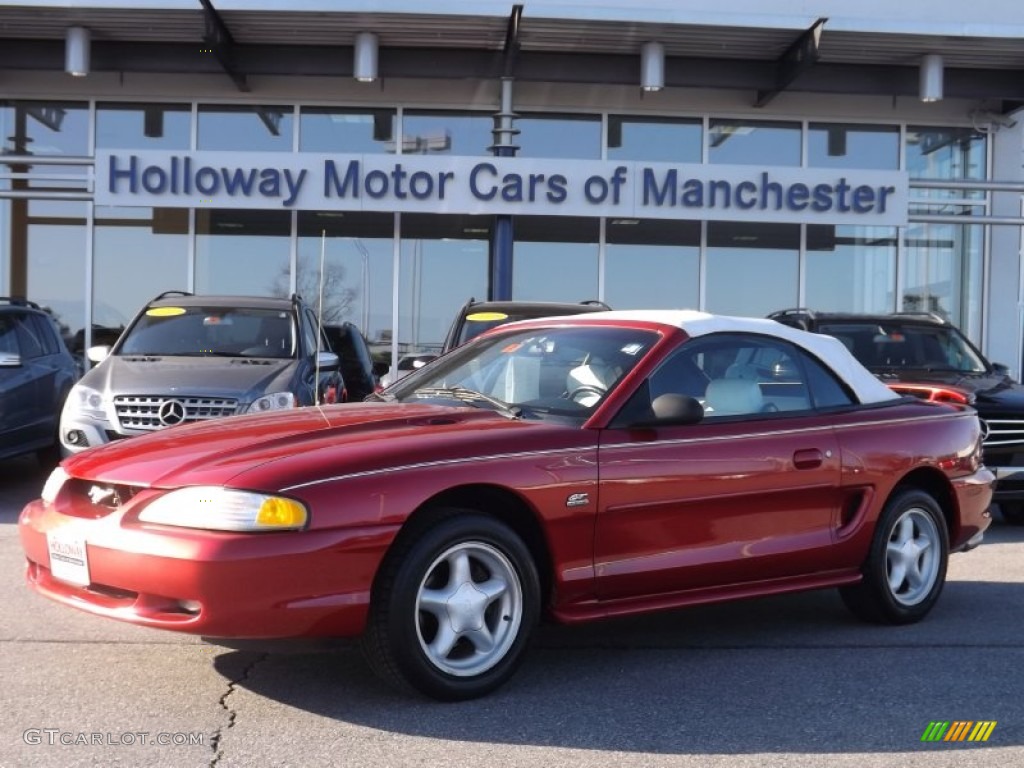 1994 Mustang GT Convertible - Laser Red Tinted Metallic / Grey photo #1