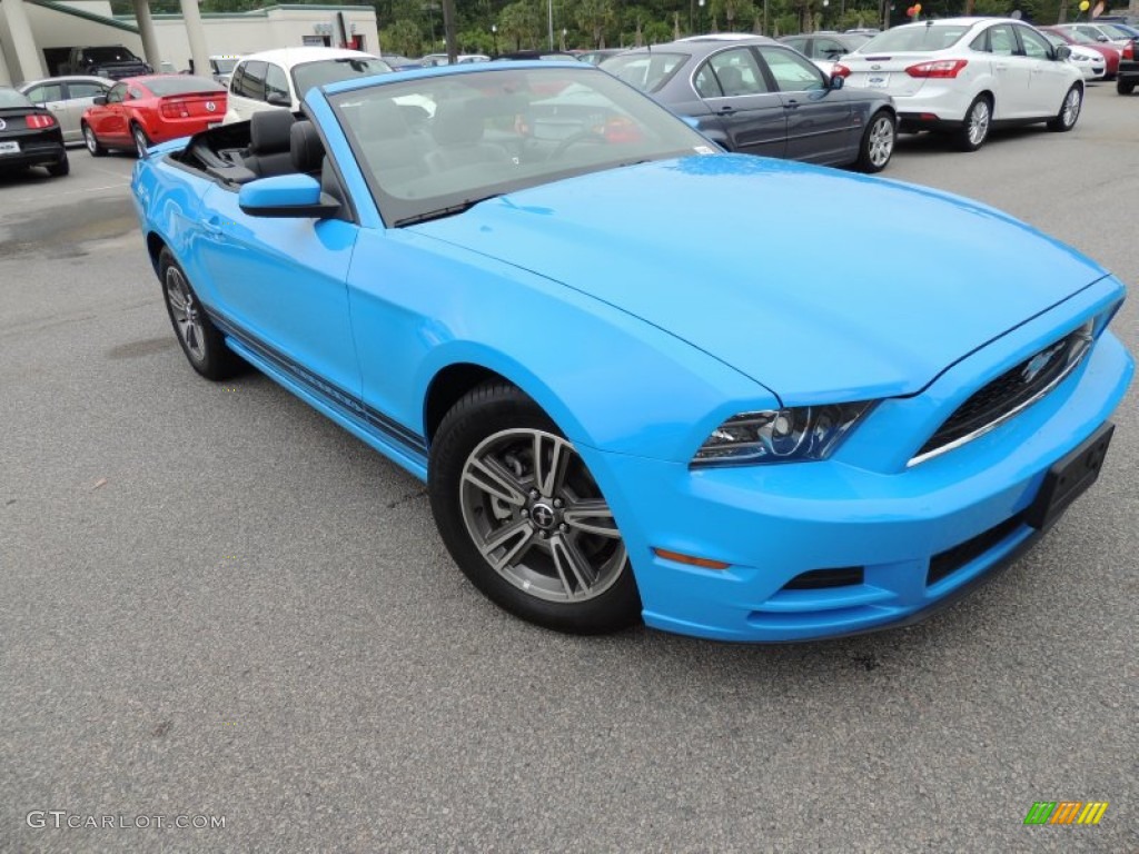 2013 Mustang V6 Premium Convertible - Grabber Blue / Charcoal Black photo #1