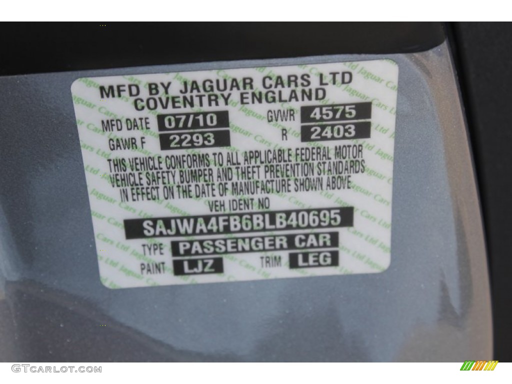 2011 Jaguar XK XK Coupe Color Code Photos