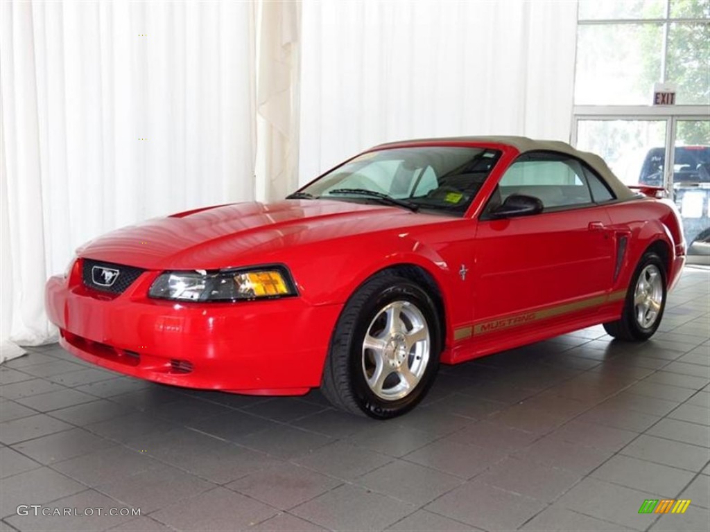 2003 Mustang V6 Convertible - Torch Red / Medium Parchment photo #3