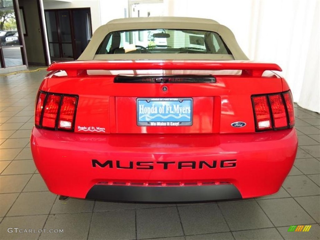 2003 Mustang V6 Convertible - Torch Red / Medium Parchment photo #6