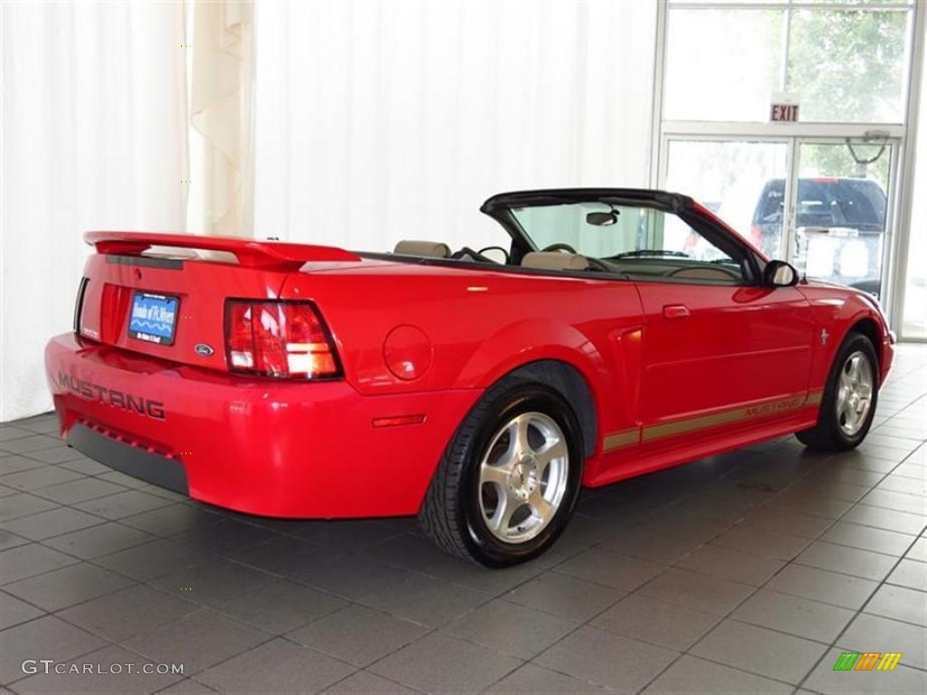2003 Mustang V6 Convertible - Torch Red / Medium Parchment photo #7