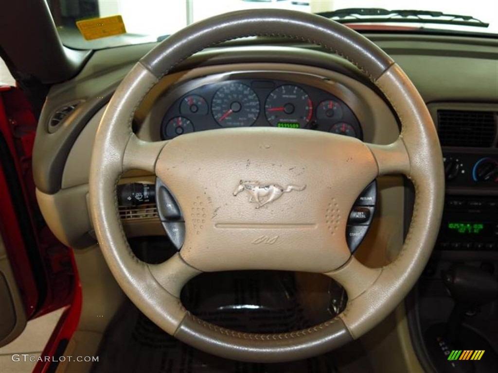 2003 Ford Mustang V6 Convertible Medium Parchment Steering Wheel Photo #80445884