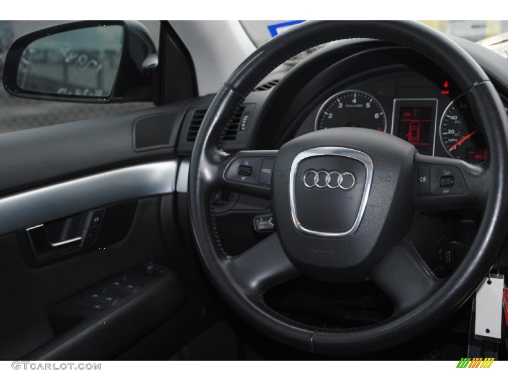 2008 Audi A4 2.0T quattro Sedan Black Steering Wheel Photo #80446268