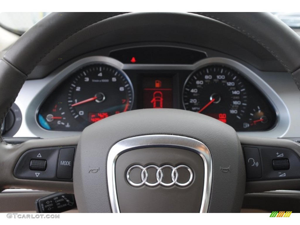 2009 Audi A6 3.2 Sedan Cardamom Beige Steering Wheel Photo #80447007