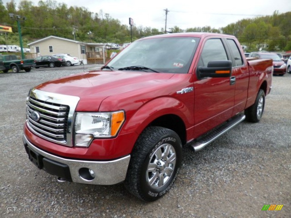 2011 F150 XLT SuperCab 4x4 - Red Candy Metallic / Steel Gray photo #3
