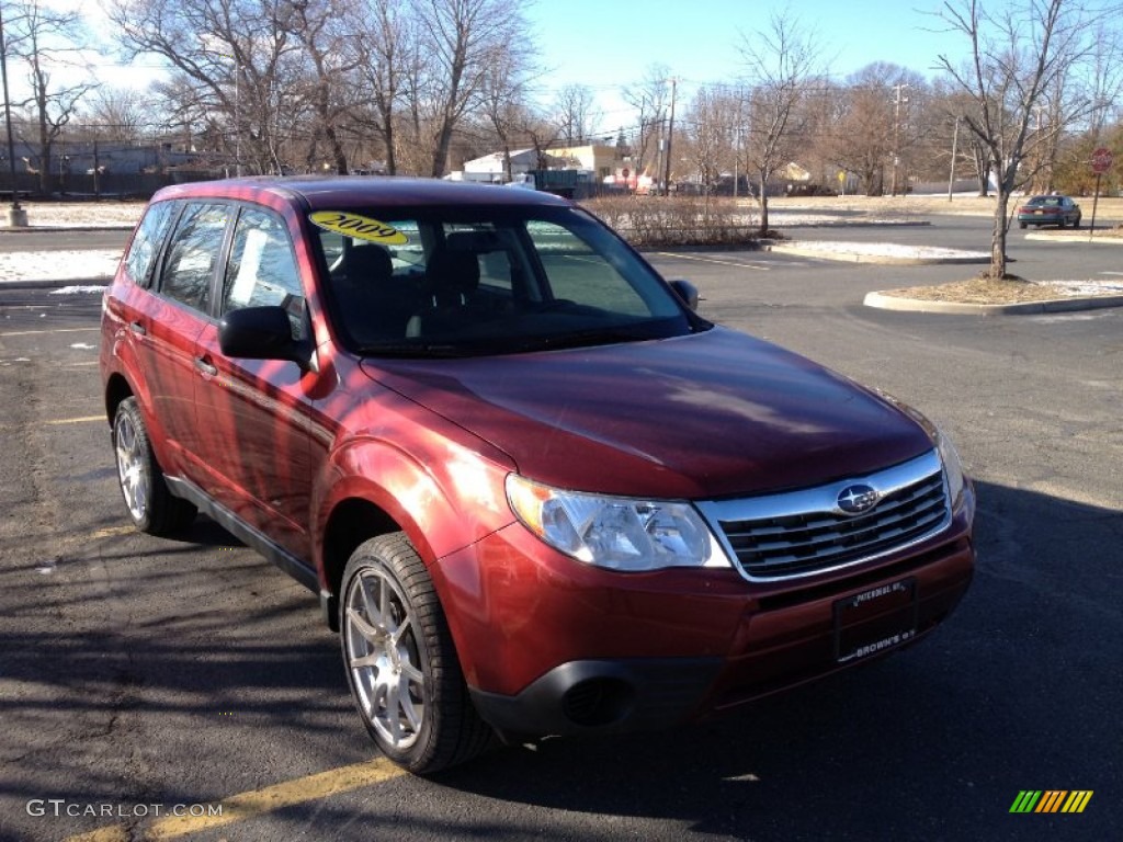 2009 Forester 2.5 X - Camellia Red Pearl / Platinum photo #7