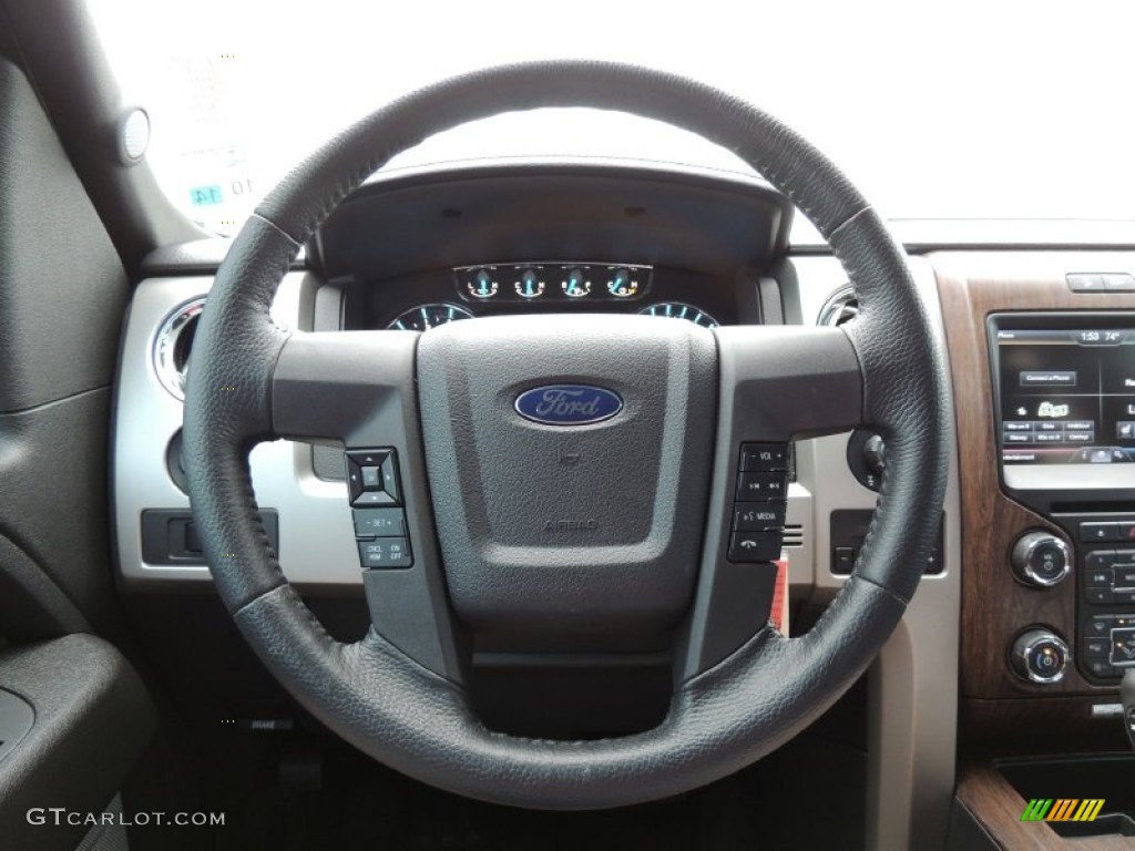 2013 Ford F150 Lariat SuperCrew 4x4 Black Steering Wheel Photo #80461421